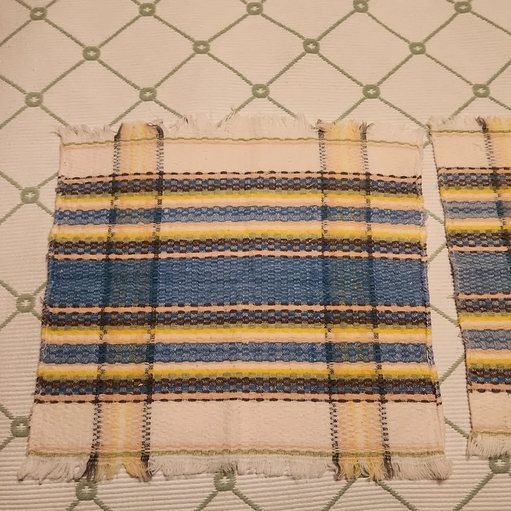 3 cotton vintage cocktail napkins